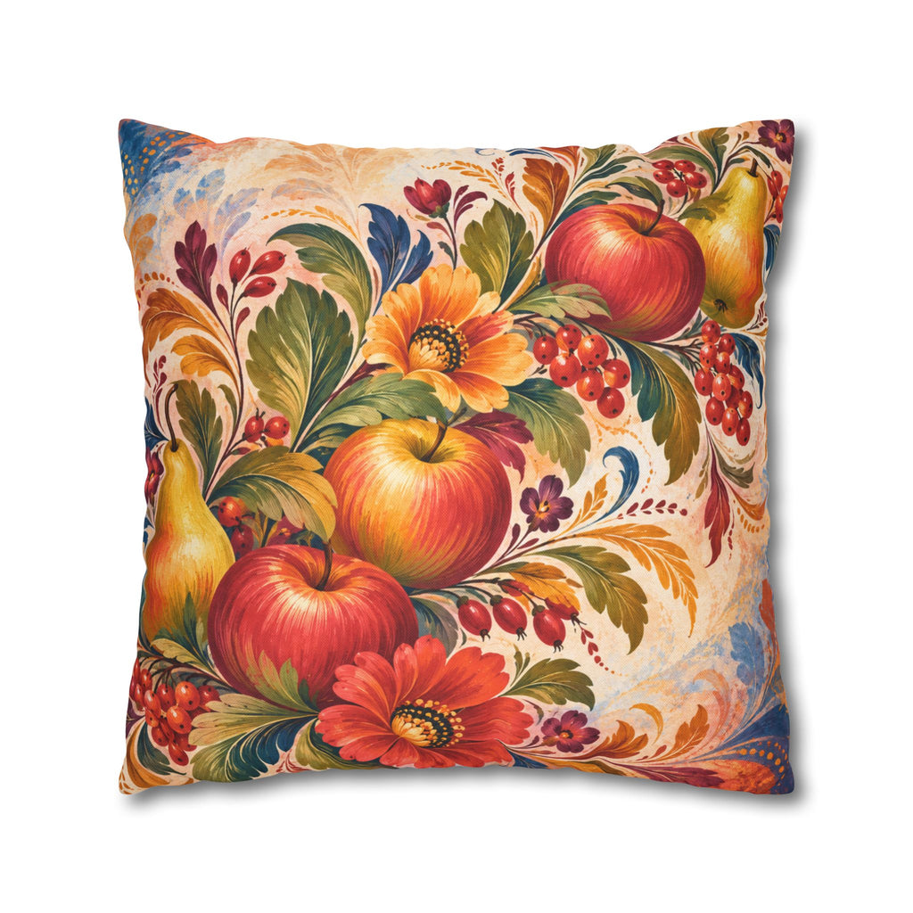 Harvest Fruit Pillow Cover | Folk Art Still Life | Traditional Decor