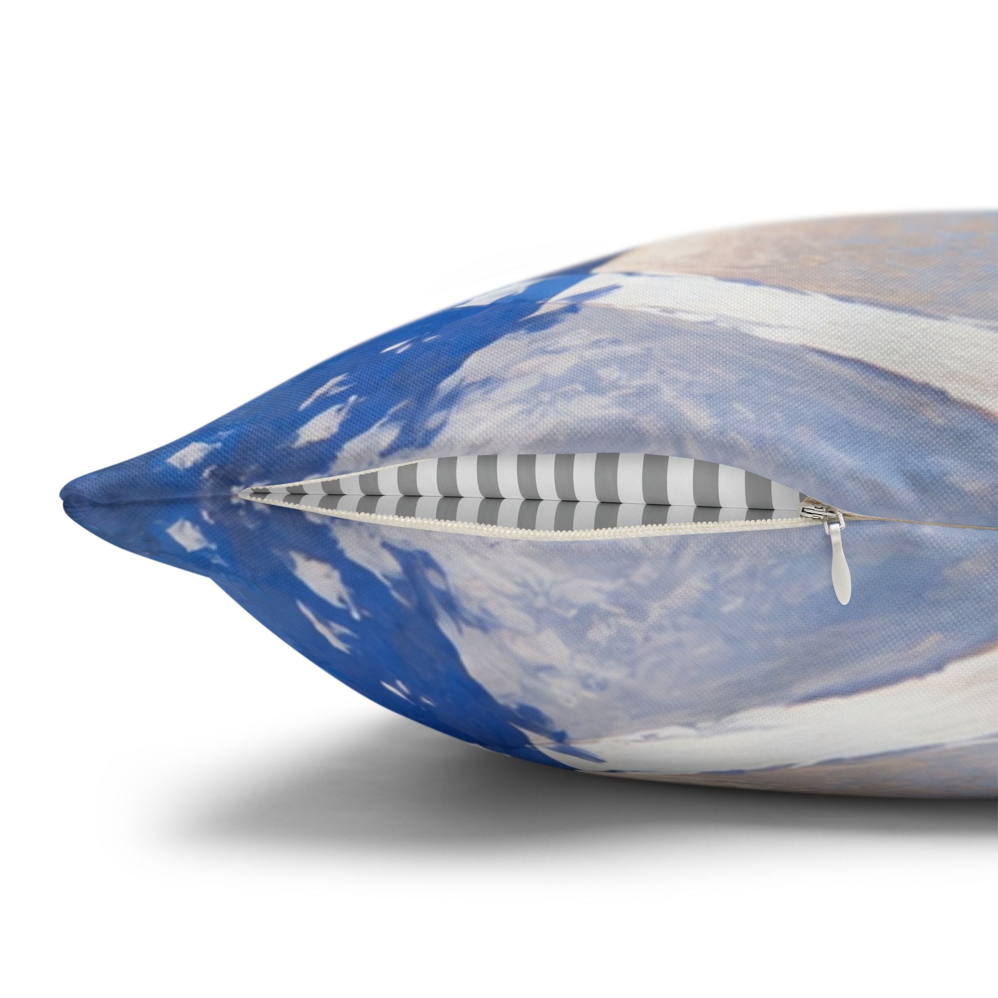 Greek Island Street Pillow Cover | Blue White Sea View Art | Mediterranean Decor
