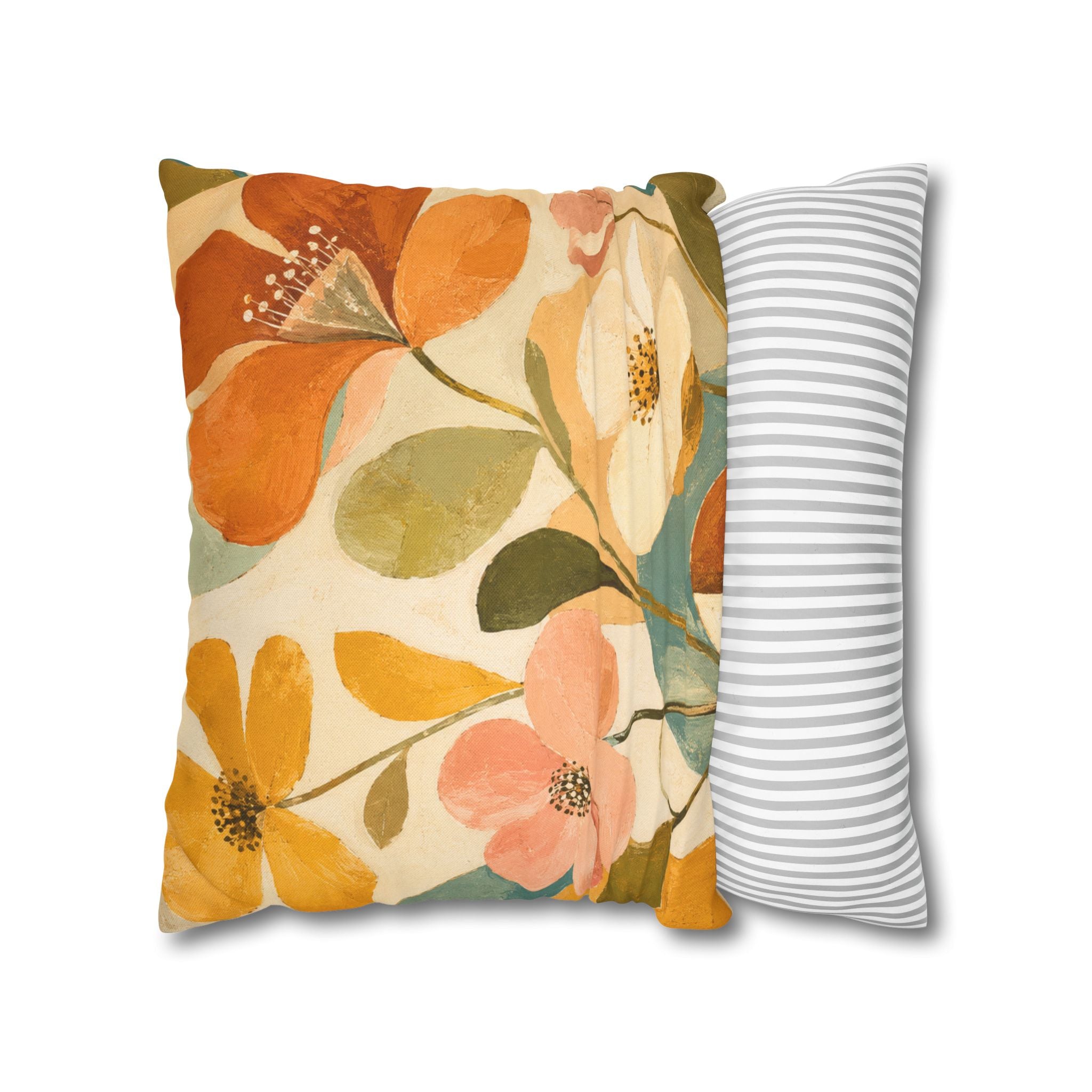 Abstract Florals Pillow Cover | Modern Botanical Art | Warm Decor