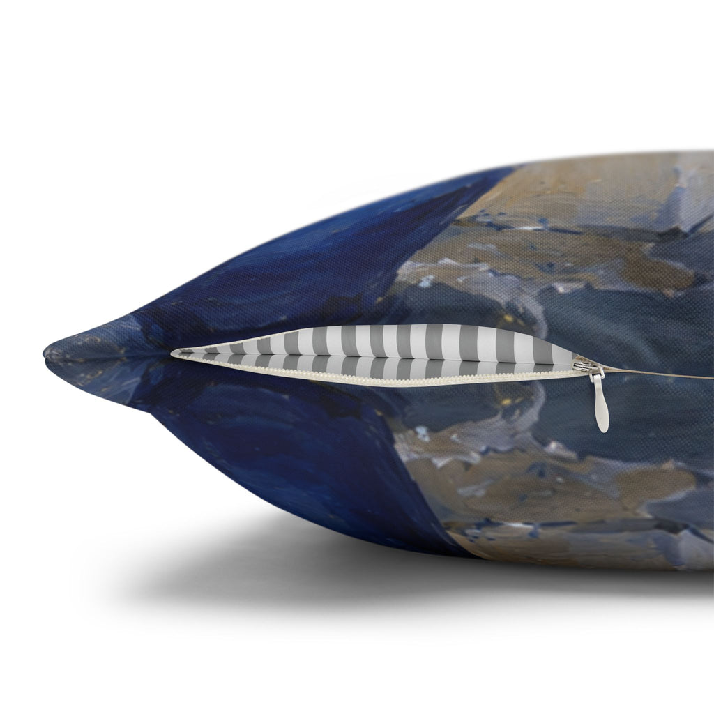 Greek Island Street Pillow Cover | Blue White Sea View Art | Mediterranean Decor