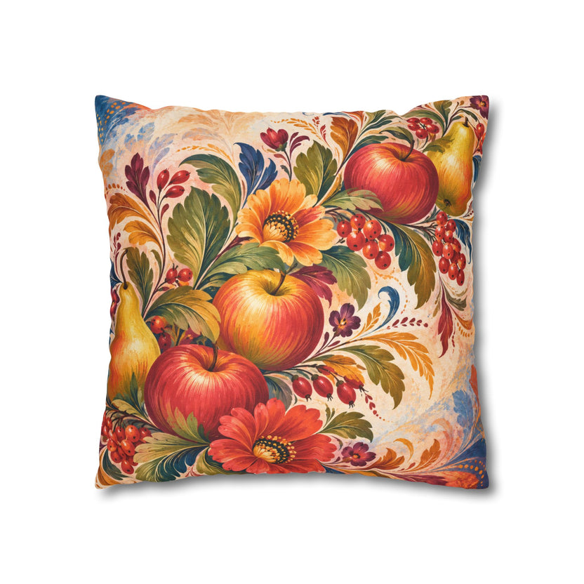 Harvest Fruit Pillow Cover | Folk Art Still Life | Traditional Decor