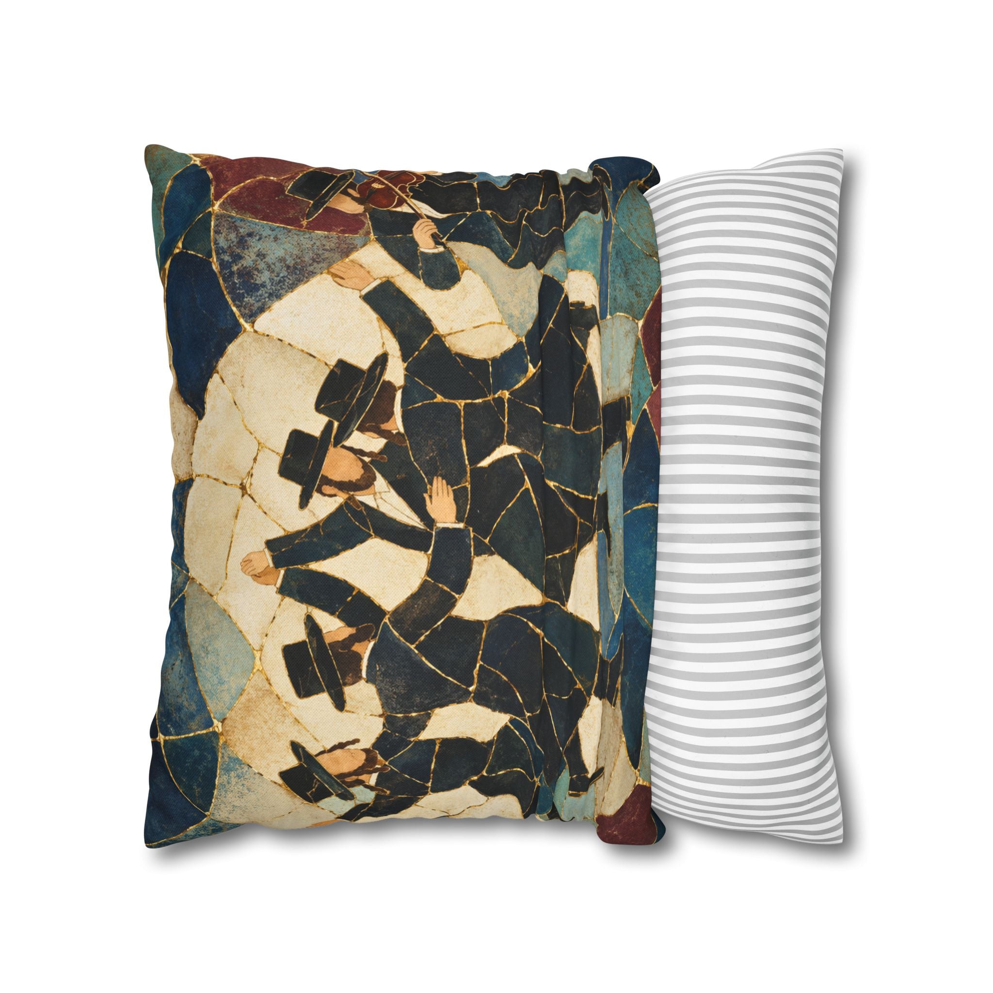 Hasidic Dance Pillow Cover | Jewish Celebration Art | Kintsugi Spiritual Decor