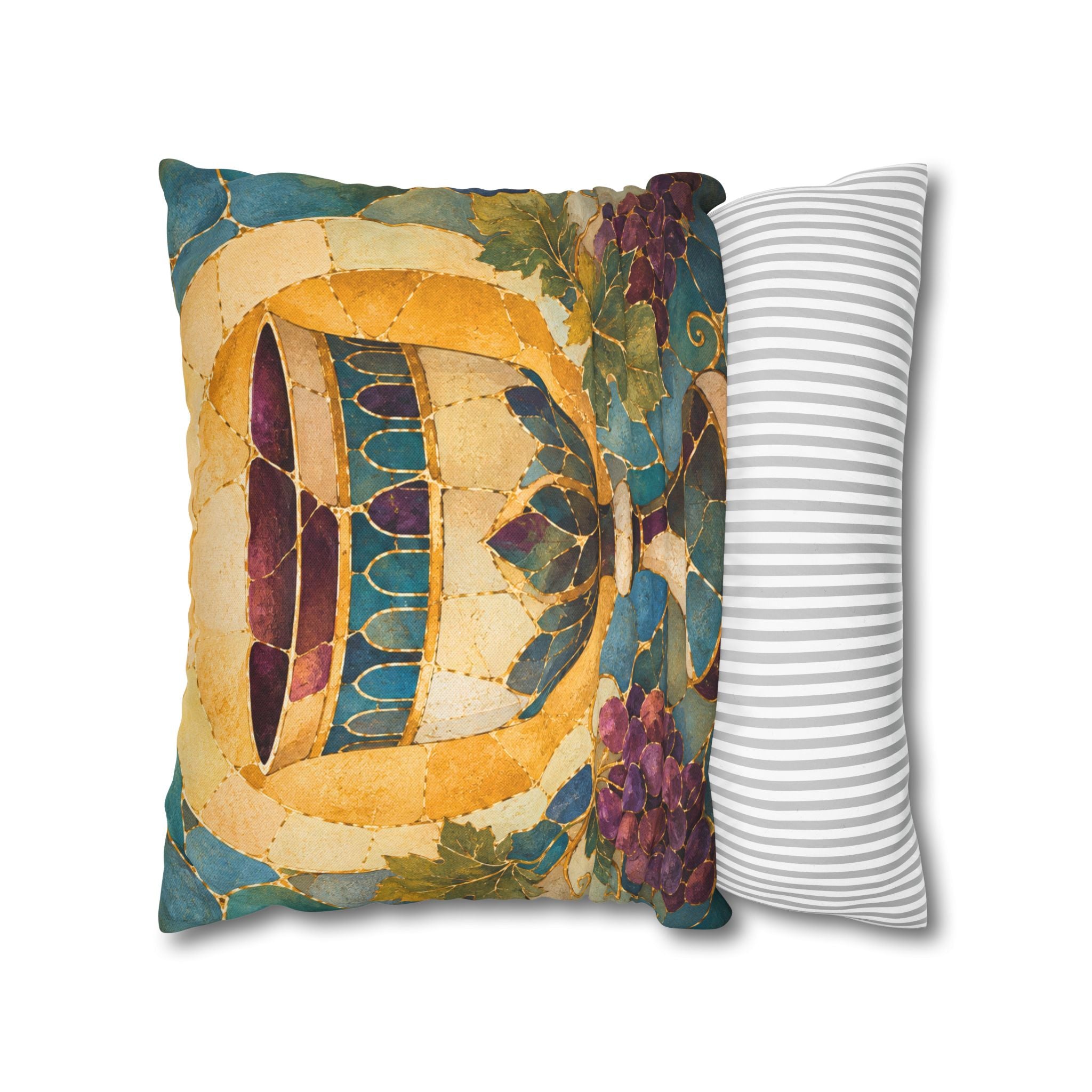 Kiddush Cup Pillow Cover | Shabbat Wine Art | Jewish Spiritual Decor