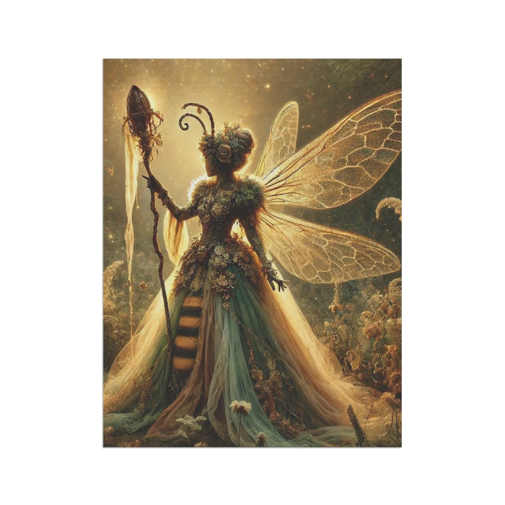 Bee Fairy Garden Flag Fantasy Queen with Wings and Staff 12x18 Double Sided Outdoor Decor for Whimsical Gardens and Nature Lovers