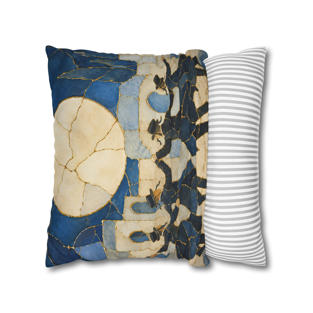 Hasidic Dance Jerusalem Pillow Cover | Kintsugi Jewish Art | Spiritual Decor