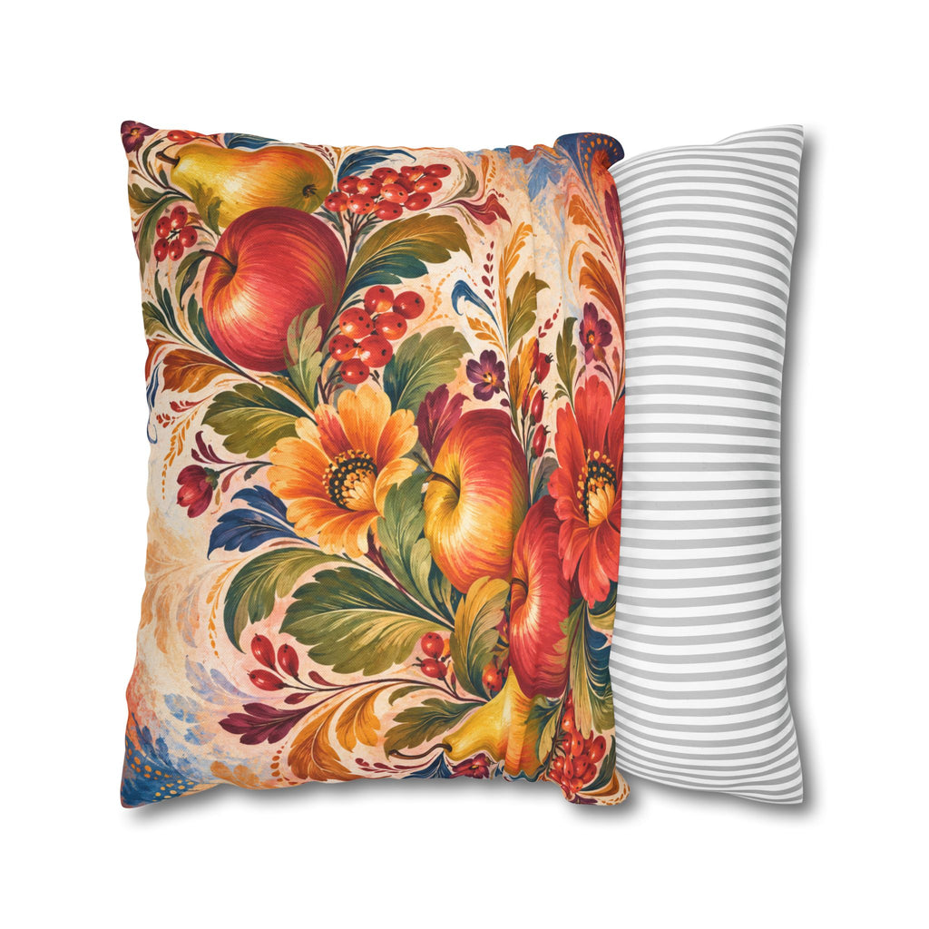 Harvest Fruit Pillow Cover | Folk Art Still Life | Traditional Decor