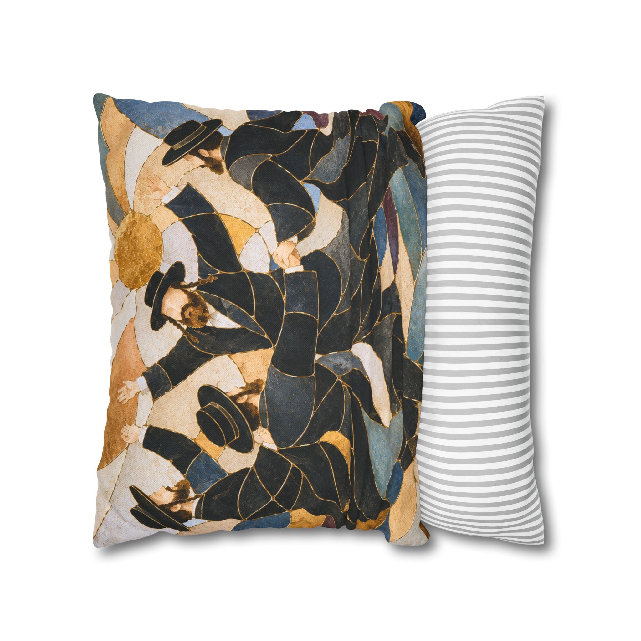 Hasidic Dance Pillow Cover | Jewish Celebration Art | Kintsugi Spiritual Decor
