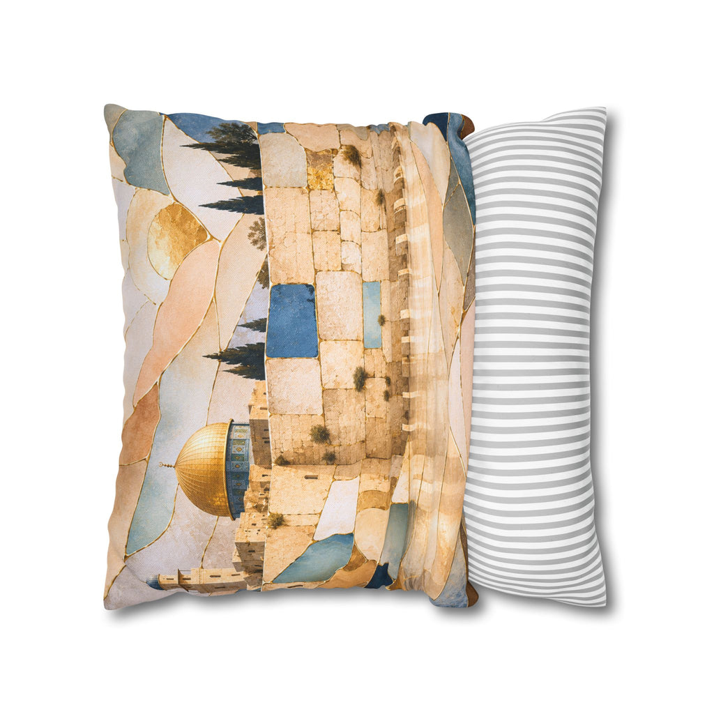 Western Wall Pillow Cover | Kintsugi Jerusalem Art | Spiritual Decor