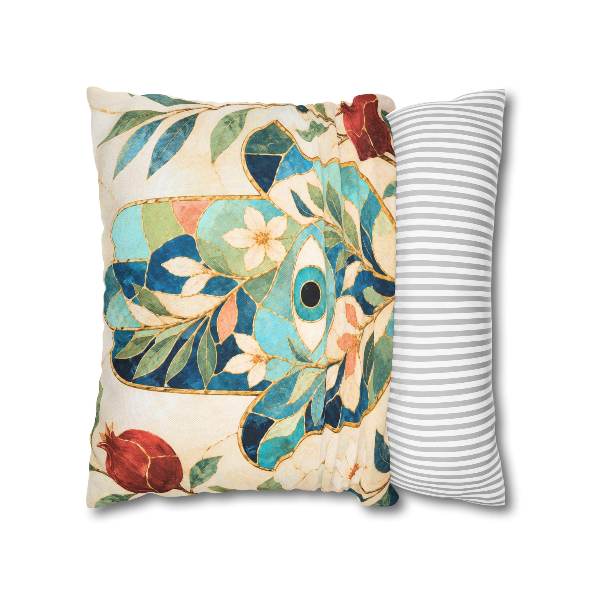Hamsa Eye Pillow Cover | Pomegranate Spiritual Art | Protective Decor
