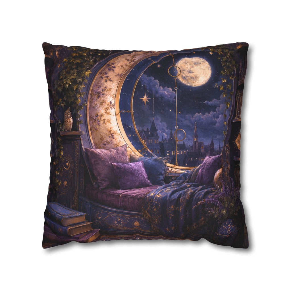 Moon Window Reading Nook Pillow Cover | Fantasy Cozy Art | Magical Decor