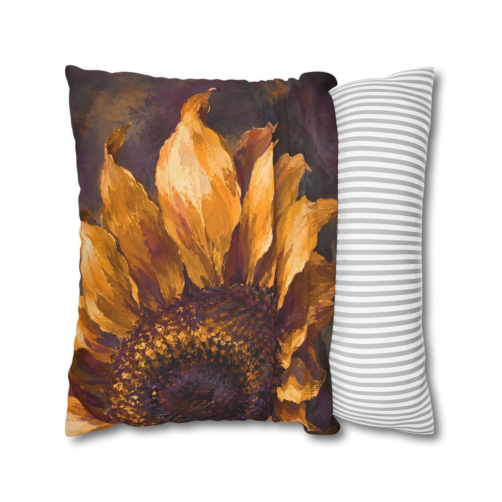 Sunflower Pillow Cover | Floral Close-Up | Impasto Decor