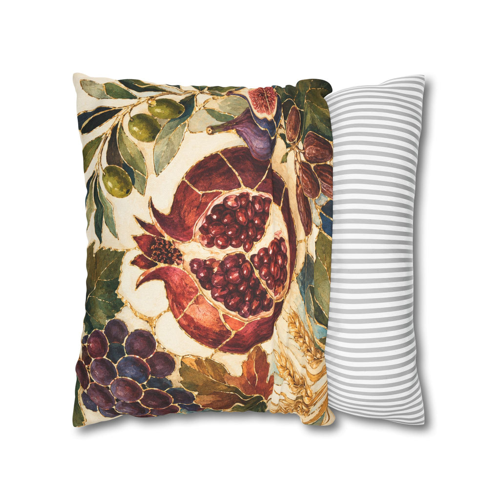 Pomegranate Fruits Pillow Cover | Gold Mediterranean Art | Luxe Botanical Decor