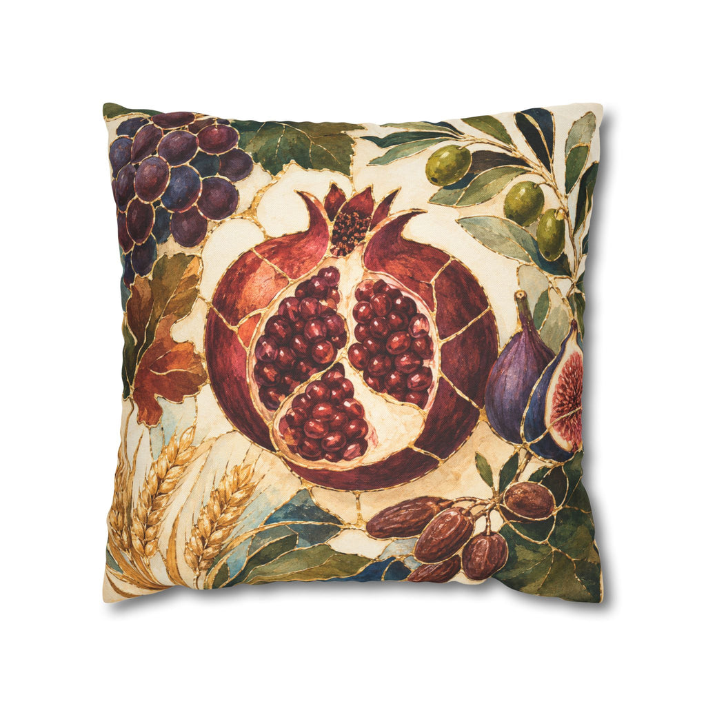 Pomegranate Fruits Pillow Cover | Gold Mediterranean Art | Luxe Botanical Decor