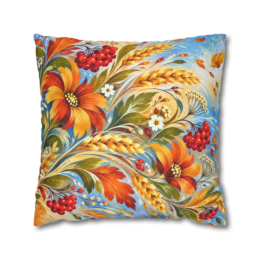 Autumn Flora Pillow Cover | Harvest Scene | Painterly Decor