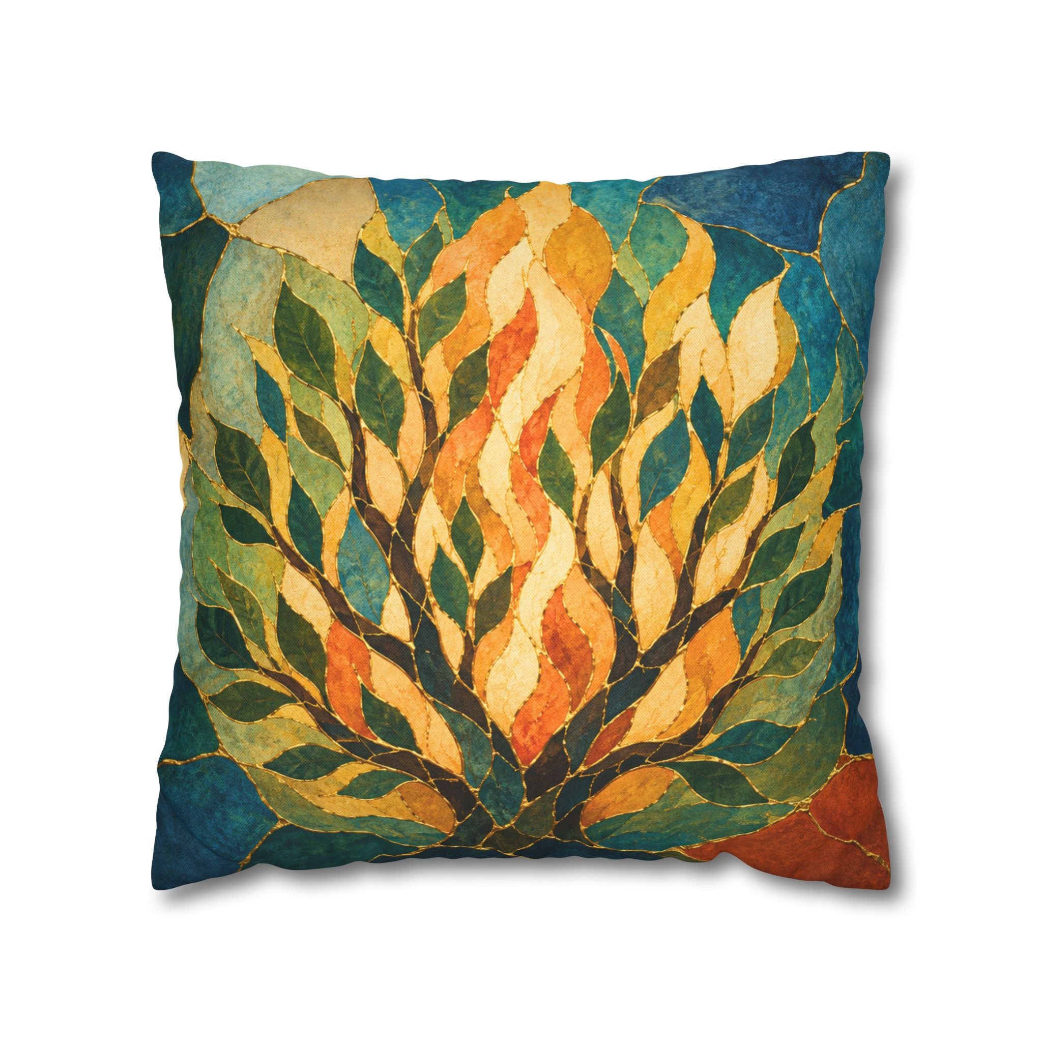 Burning Bush Pillow Cover | Biblical Kintsugi Art | Spiritual Decor