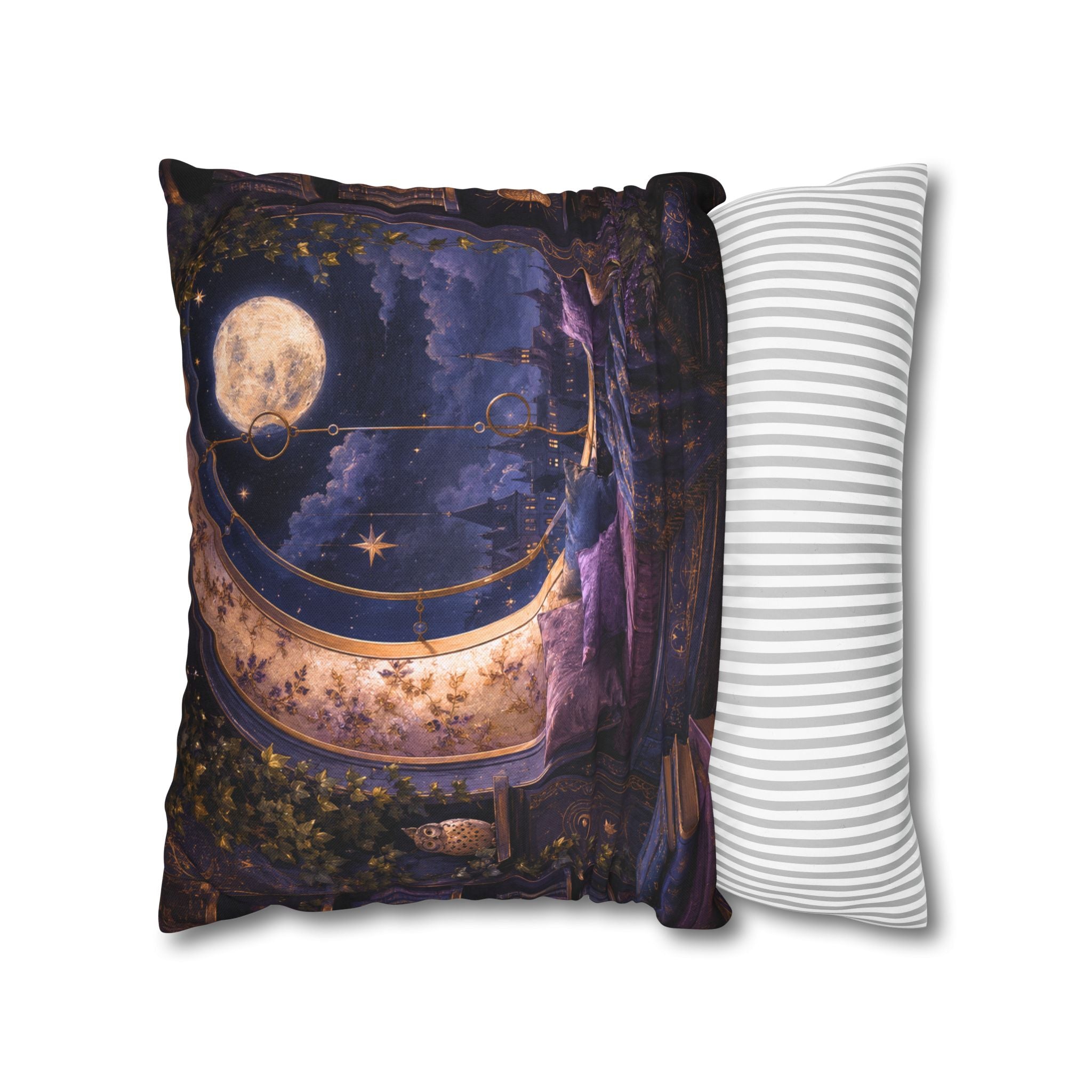 Moon Window Reading Nook Pillow Cover | Fantasy Cozy Art | Magical Decor