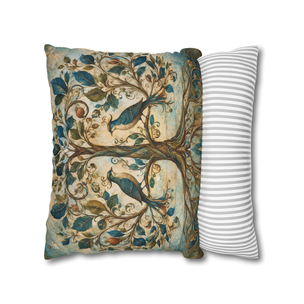 Tree of Life Pillow Cover | Birds Sacred Tree Art | Mystical Nature Decor