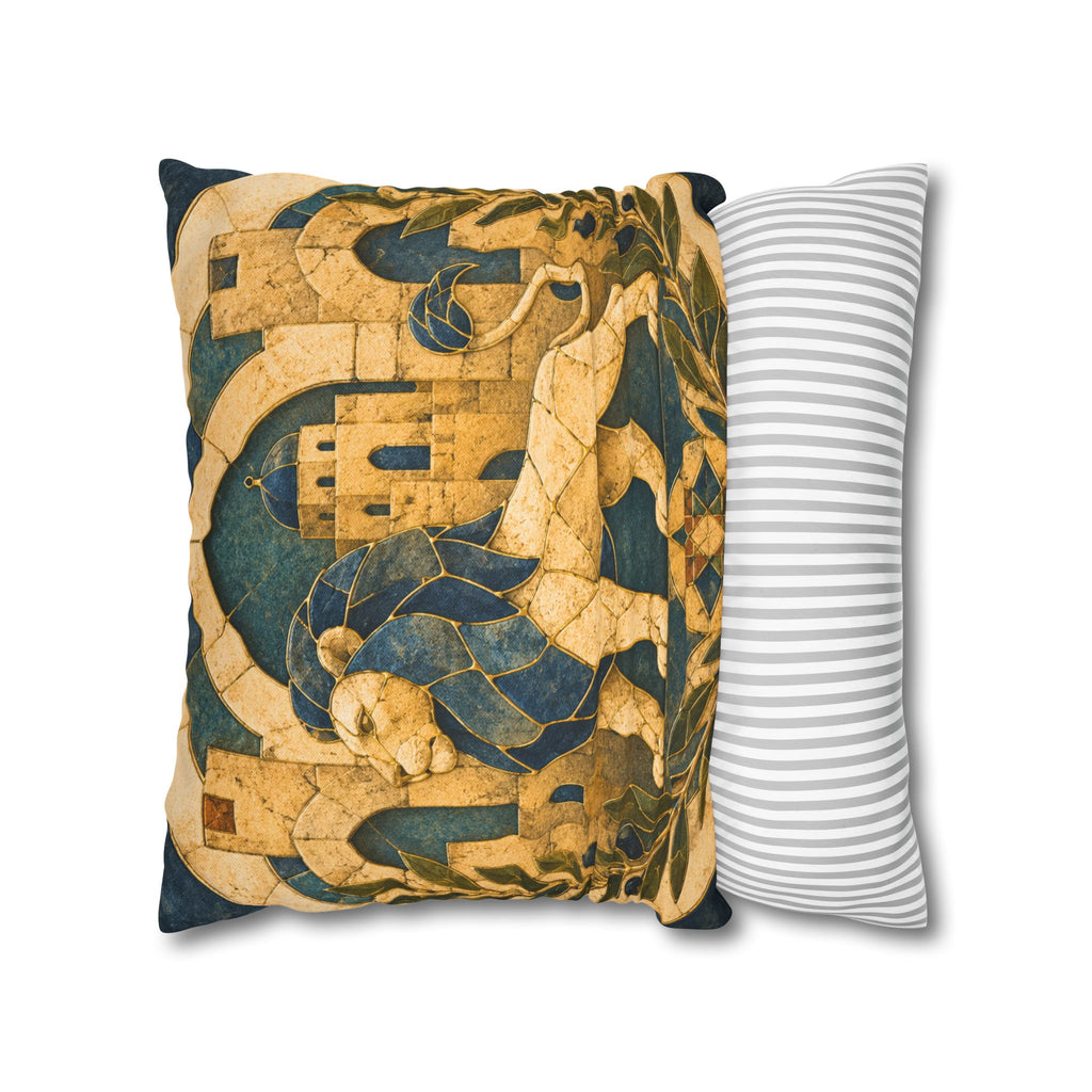 Jerusalem Lion Pillow Cover | Kintsugi Israeli Art | Spiritual Decor