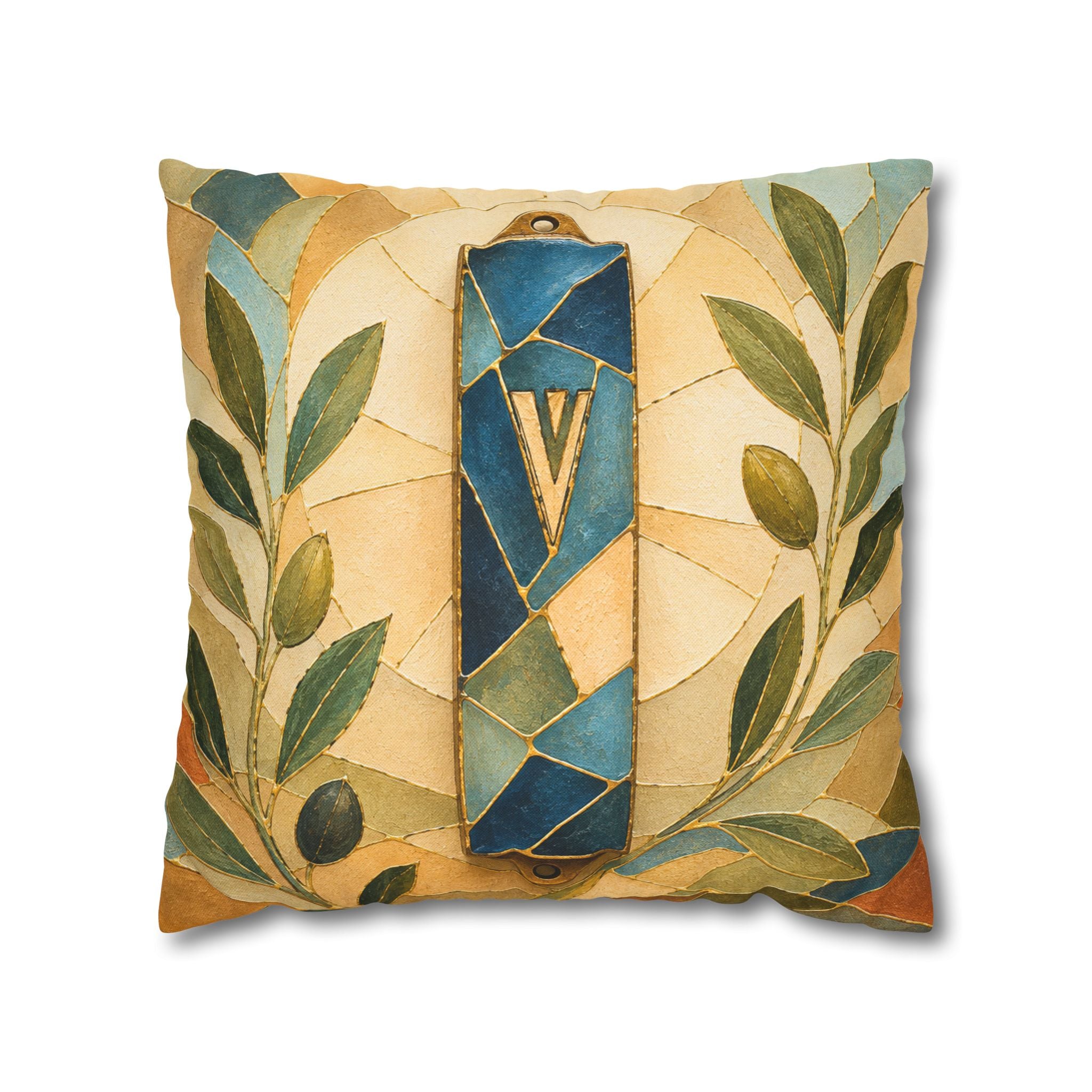 Mezuzah Pillow Cover | Jewish Spiritual Art | Kintsugi Decor