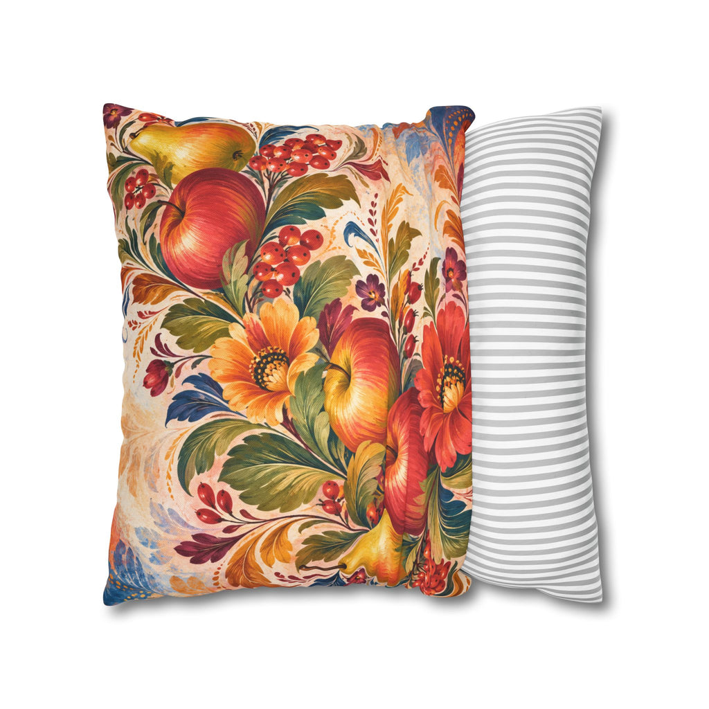 Harvest Fruit Pillow Cover | Folk Art Still Life | Traditional Decor