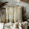 Birch Forest Pillow Cover | Misty Woodland Art | Calm Nature Decor