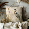 Great Blue Heron Marsh Pillow Cover | Wetland Bird Art | Calm Nature Decor
