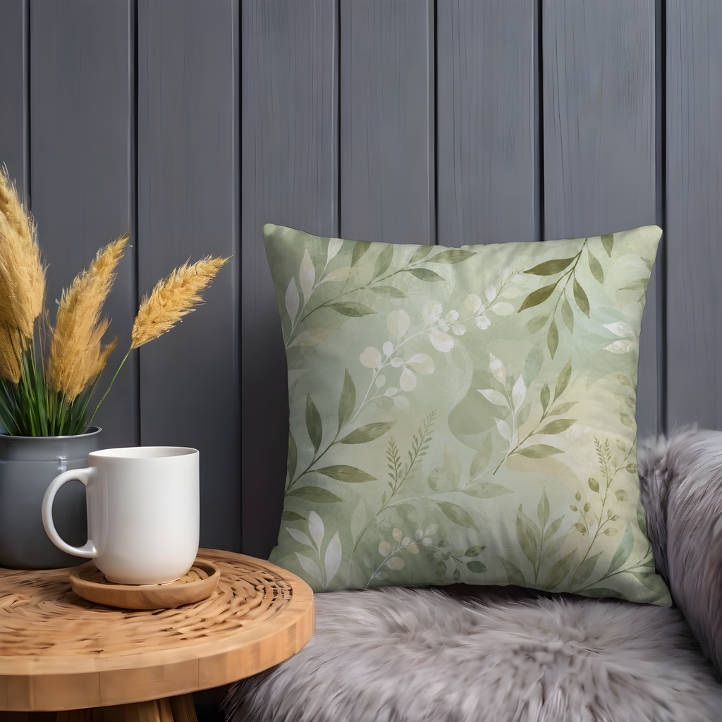 Sage Green Eucalyptus Pillow Case | Soft Botanical Leaf Throw Pillow | Calm Nature Inspired Decor