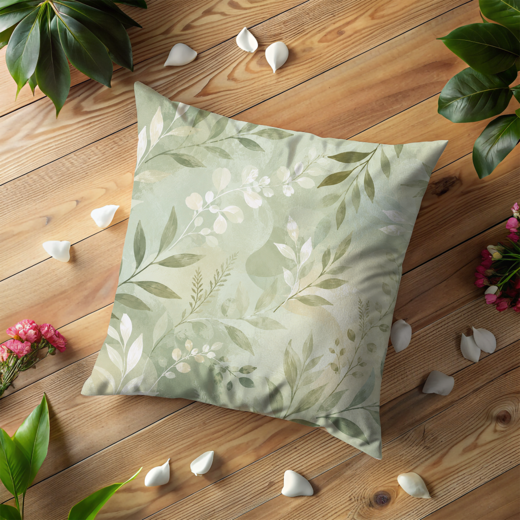 Sage Green Eucalyptus Pillow Case | Soft Botanical Leaf Throw Pillow | Calm Nature Inspired Decor