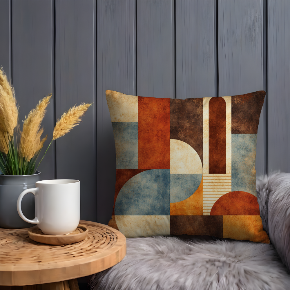 Abstract Geometric Pillow Case | Earth Tone Boho Shapes Throw Pillow Cover | Modern Rustic Decor