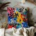 Graffiti Pillow Case | Dream No Limits Throw Pillow Cover | Urban Street Art Decor