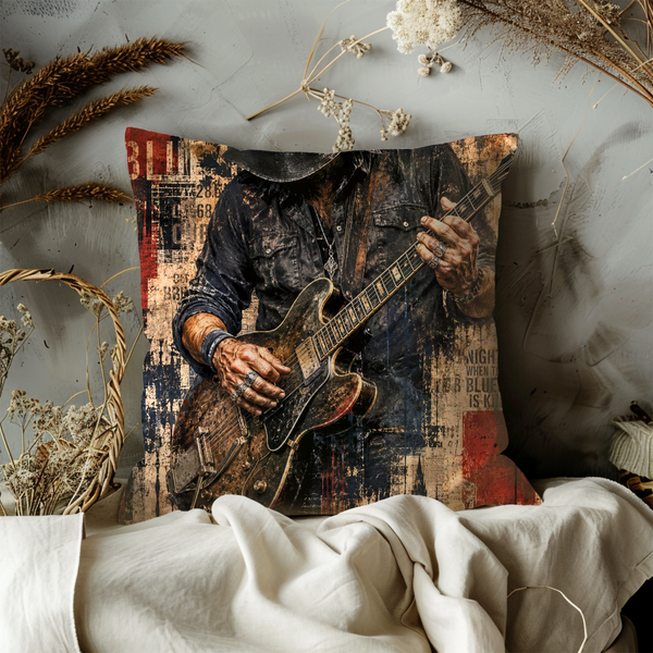 Blues Guitar Pillow Cover – Home Decor