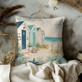 Beach Hut Pillow Case  | Coastal Cabana Ocean Sailboat Throw Pillow Cover | Nautical Beach House Decor