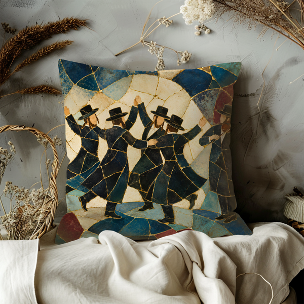 Hasidic Wedding Dance Pillow Cover – Klezmer Judaica Art