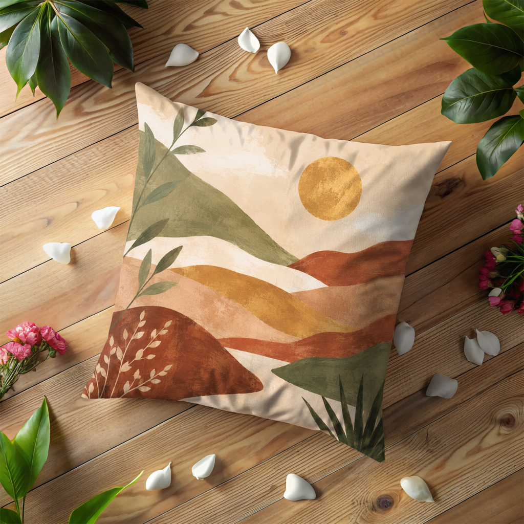 Abstract Hills Pillow Cover | Modern Landscape Art | Warm Nature Decor