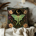 Luna Moth Pillow Cover | Crescent Moon Art | Mystical Night Decor