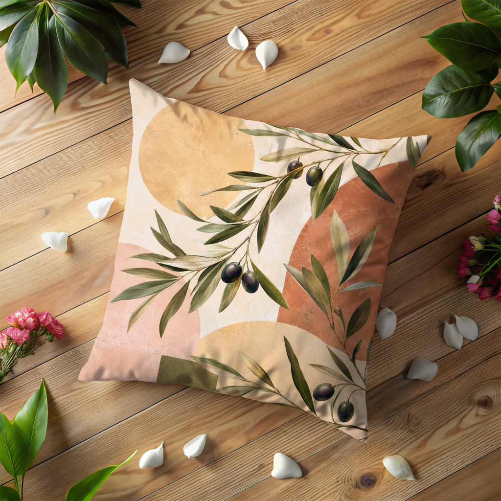 Olive Branch Pillow Cover | Abstract Botanical Art | Modern Decor