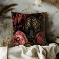 Tiger Peonies Pillow Cover | Dark Romantic Art | Gothic Animal Decor
