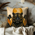 Art Deco Tiger Pillow Cover | Geometric Animal Art | Luxe Decor