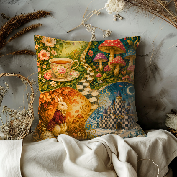 Alice Wonderland Pillow Cover – Storybook Fantasy Art | Whimsical Decor