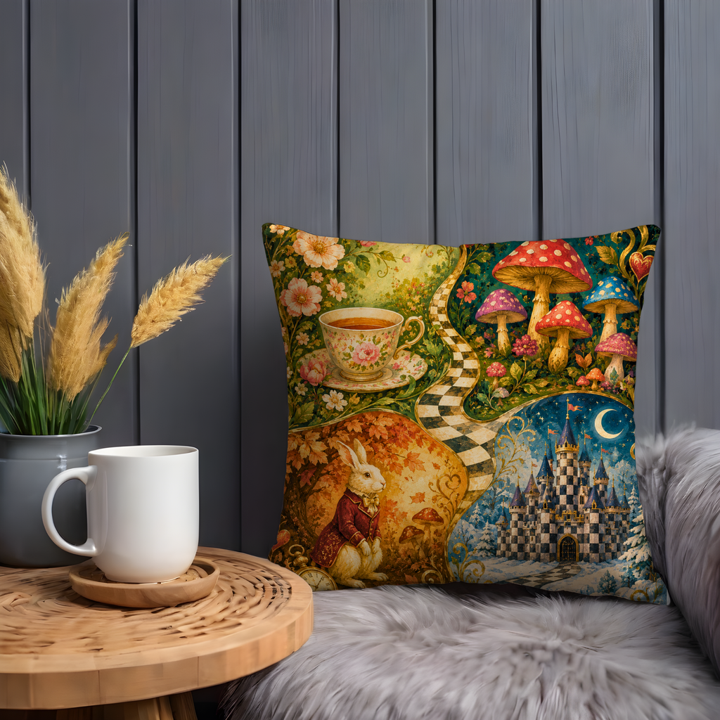Alice Wonderland Pillow Cover | Storybook Fantasy Art | Whimsical Decor
