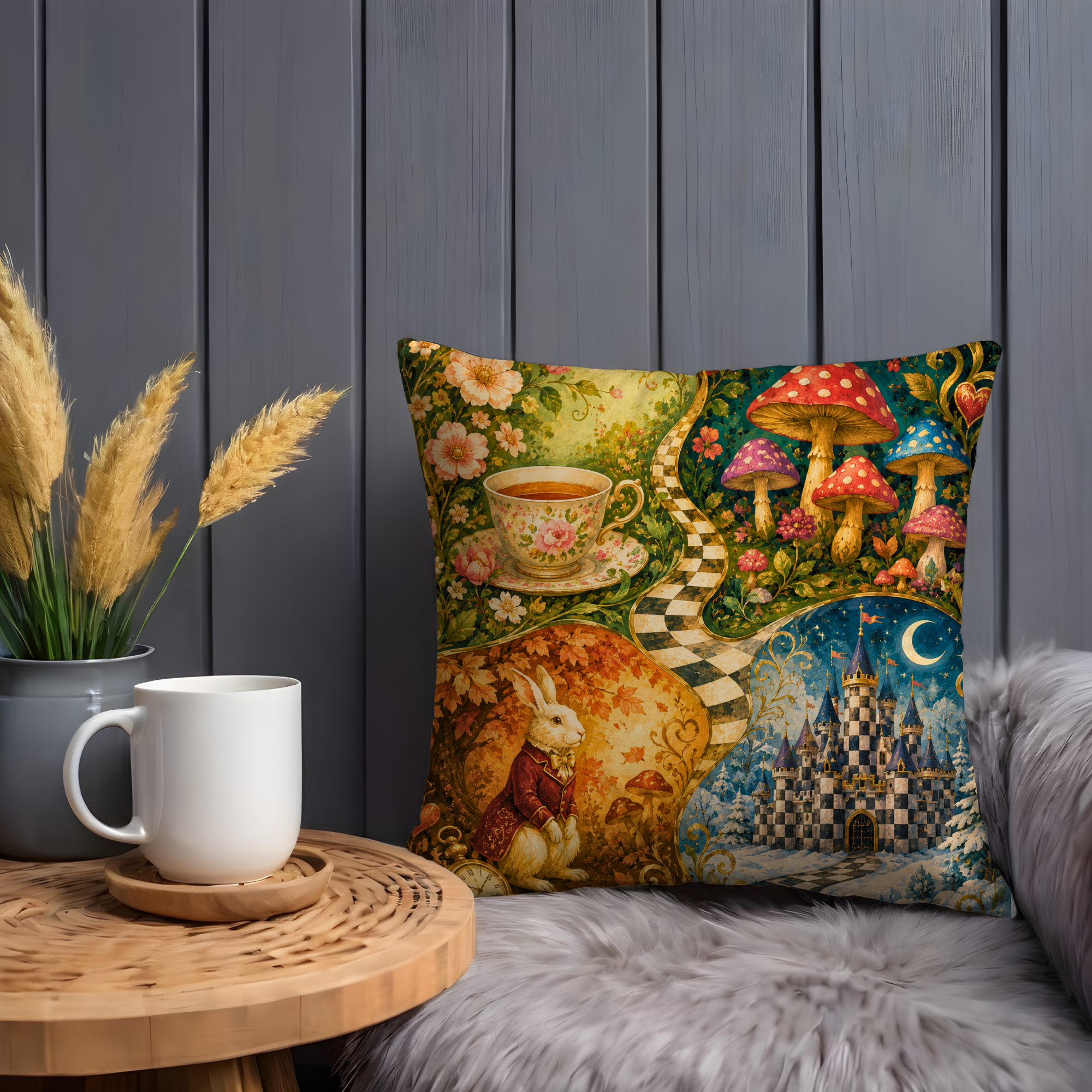 Alice Wonderland Pillow Cover | Storybook Fantasy Art | Whimsical Decor