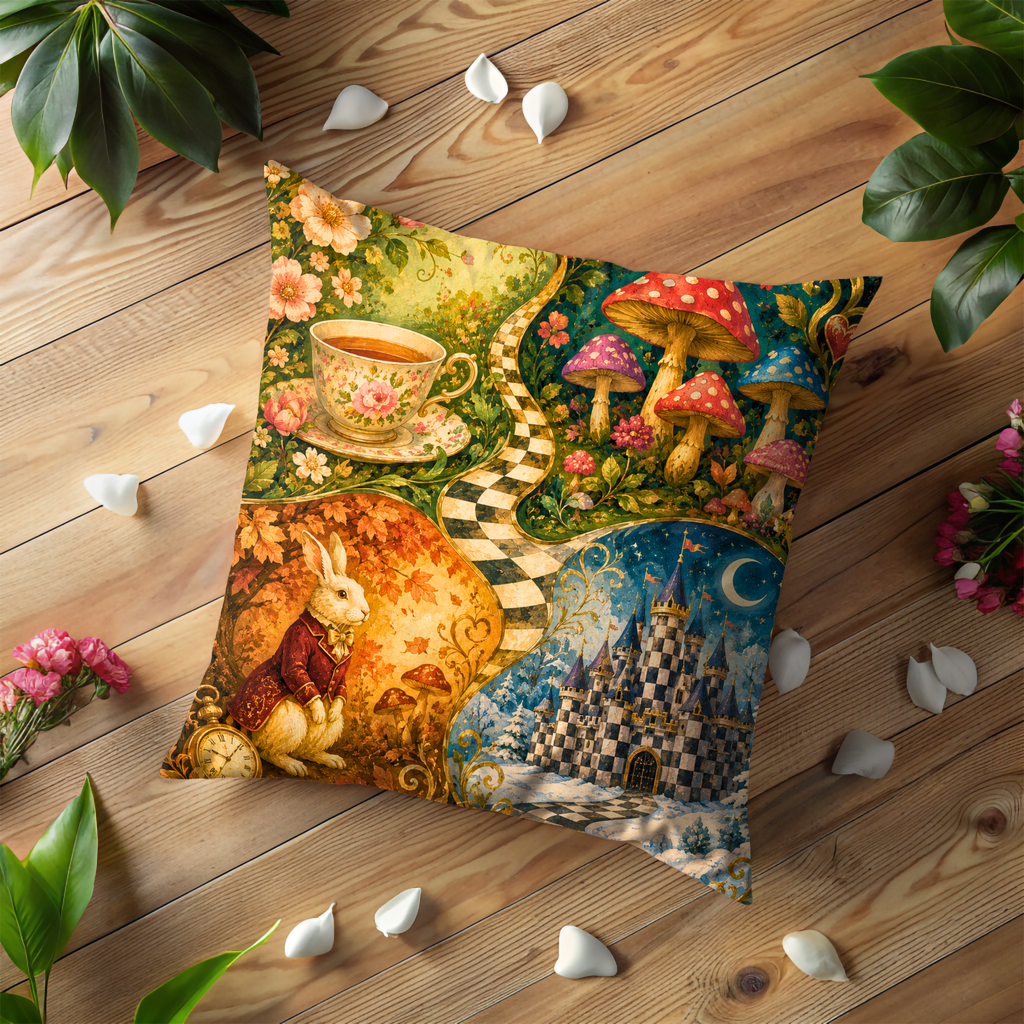 Alice Wonderland Pillow Cover | Storybook Fantasy Art | Whimsical Decor