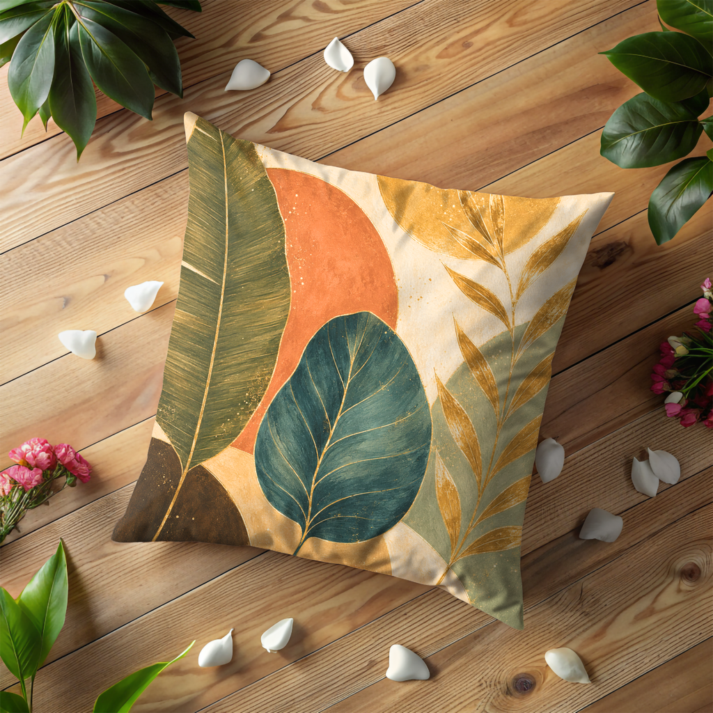 Large Leaves Pillow Cover | Abstract Botanical Art | Boho Decor