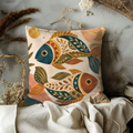 Stylized Fish Pillow Cover | Abstract Decorative Art | Boho Decor