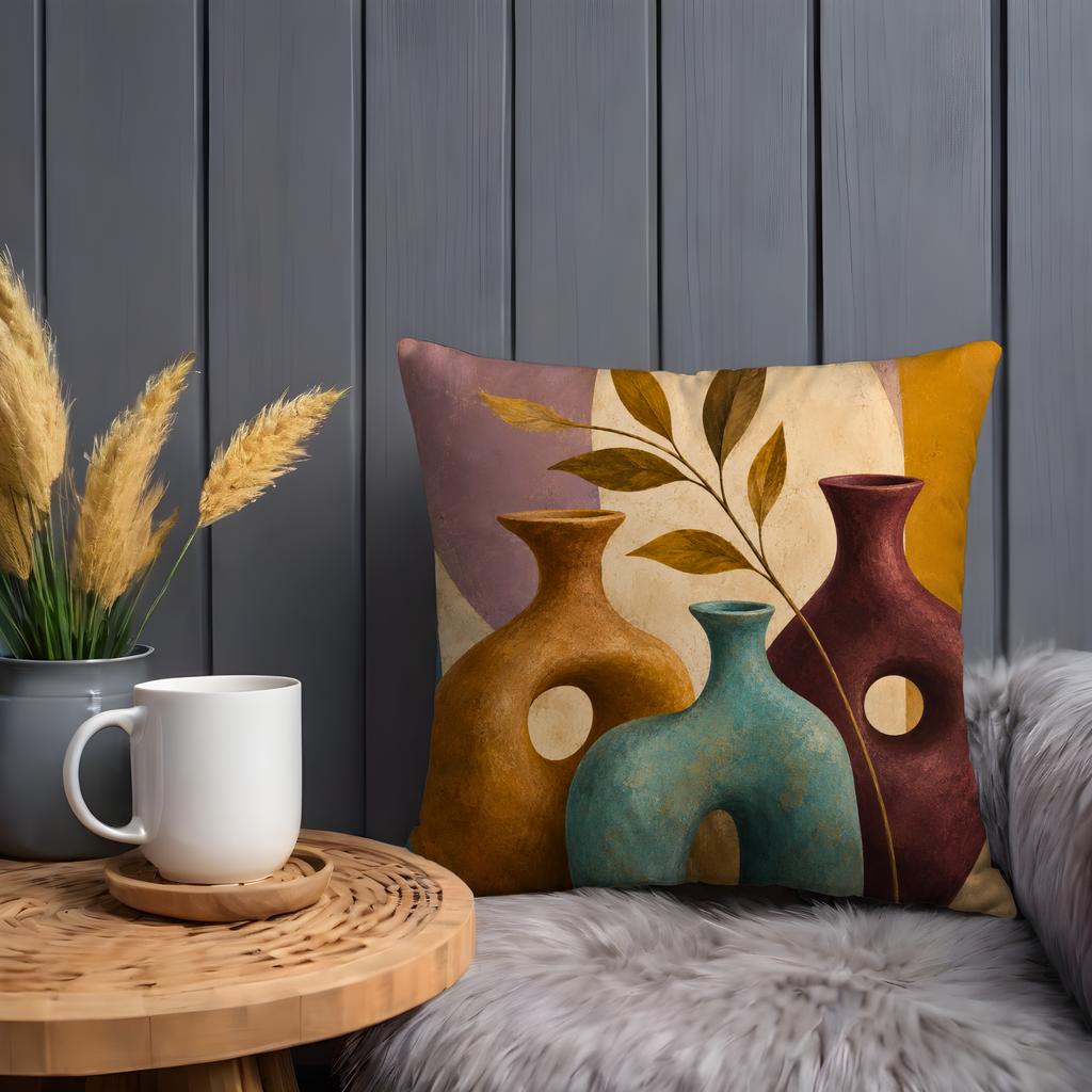 Abstract Vases Pillow Cover | Modern Boho Art | Artistic Still Life