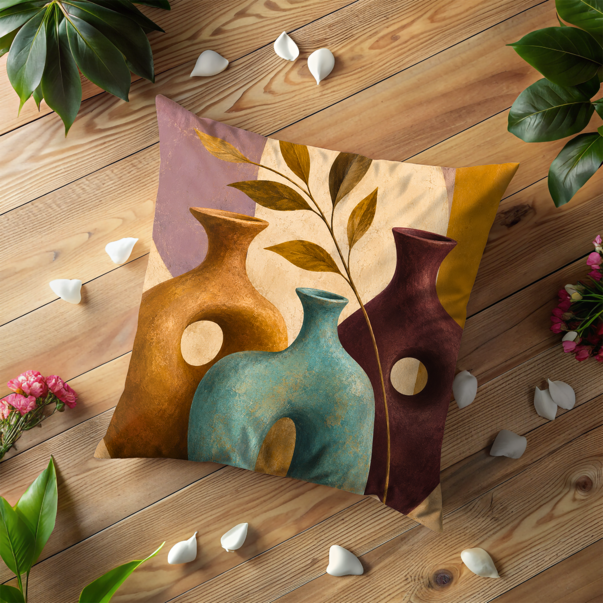 Abstract Vases Pillow Cover | Modern Boho Art | Artistic Still Life