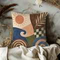 Abstract Sun Wave Pillow Cover | Modern Boho Art | Geometric Decor