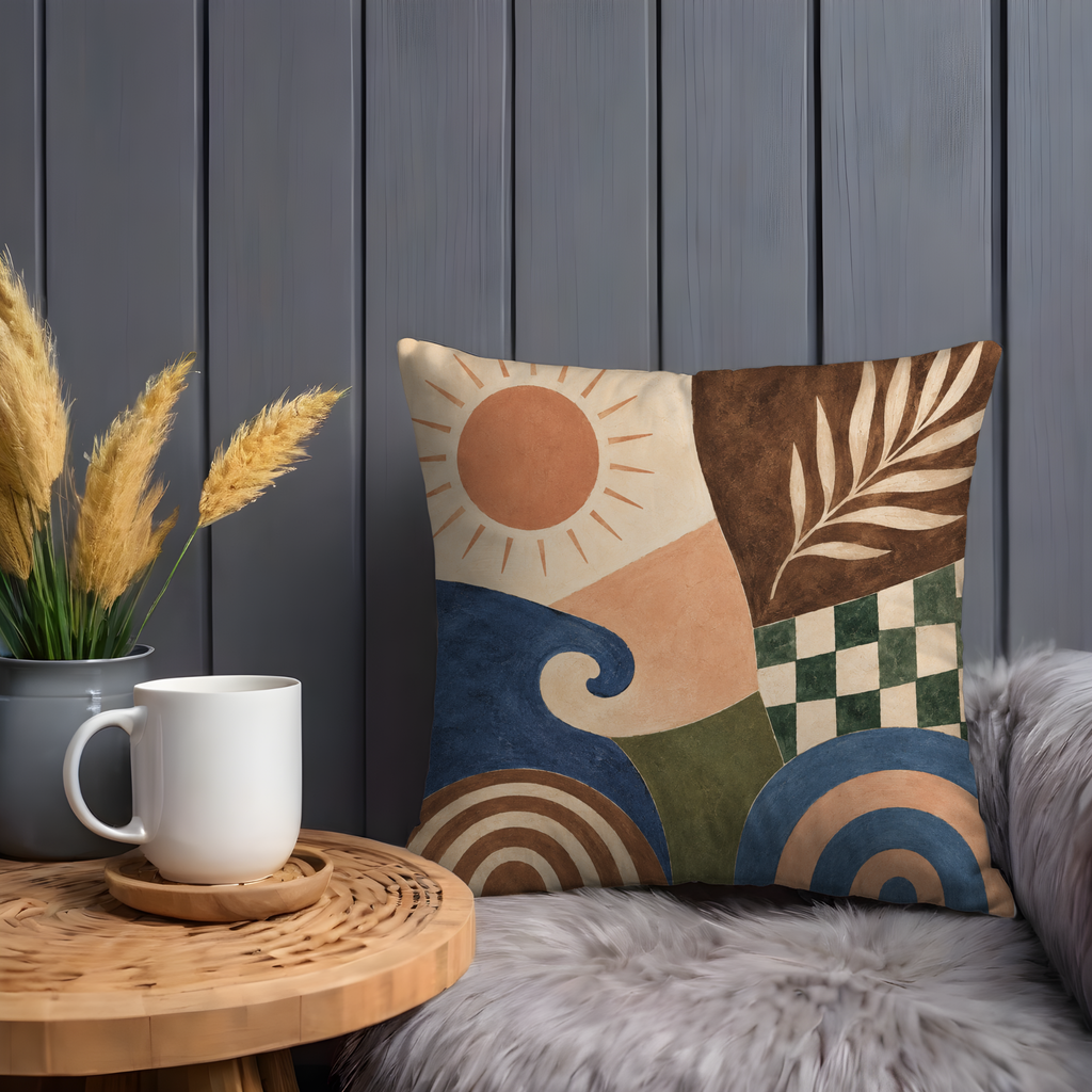 Abstract Sun Wave Pillow Cover | Modern Boho Art | Geometric Decor
