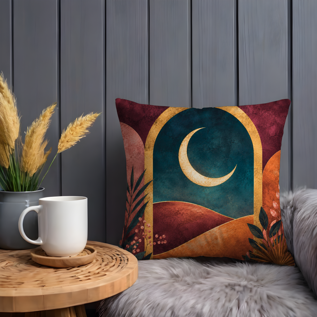 Crescent Moon Abstract Pillow Cover | Modern Celestial Art | Boho Decor