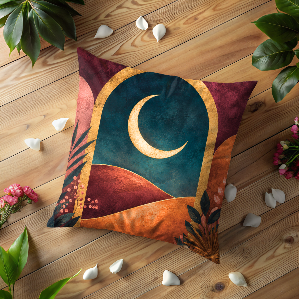 Crescent Moon Abstract Pillow Cover | Modern Celestial Art | Boho Decor